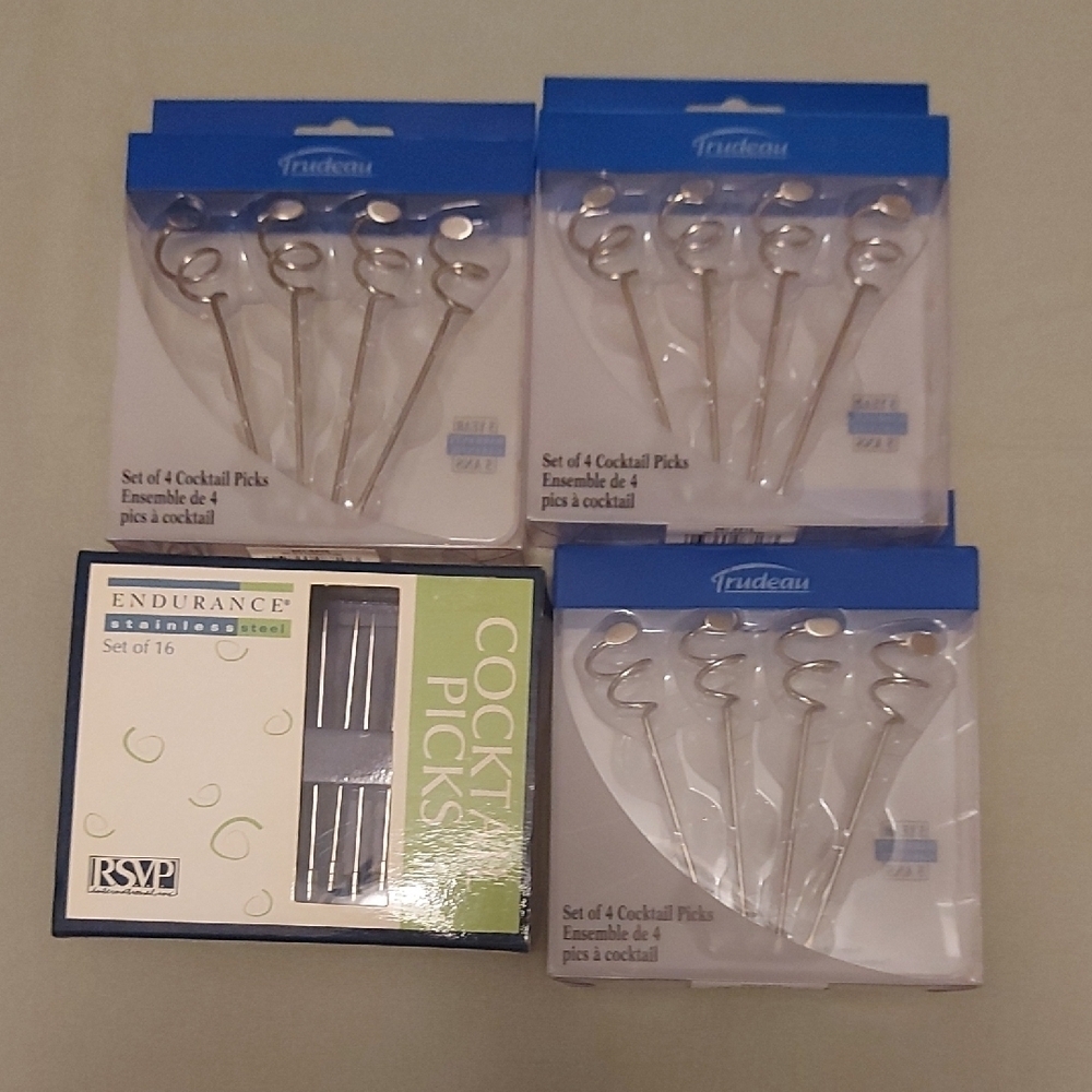 Silver Cocktail Picks Set
